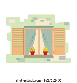 cartoon window. flat design. vector
