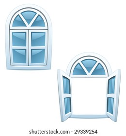 Cartoon windows - closed and open (Vector)