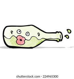 botella de vino de dibujos animados con cara
