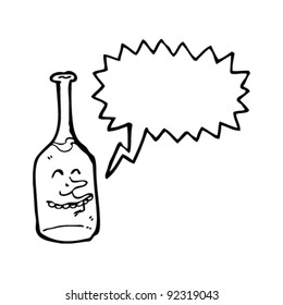 botella de vino de dibujos animados con cara