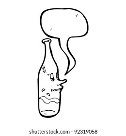 botella de vino de dibujos animados con cara