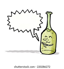 cartoon wine bottle with speech bubble