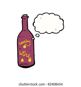 Cartoon Wine Bottle Thinking