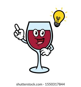 Cartoon Wine Character With Idea