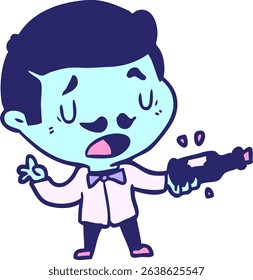 cartoon wine expert explaining in bright neon colors