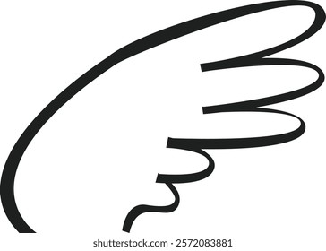 Cartoon wing flapping, simple elegant design, isolated on white background, ideal for projects related to birds, flight, freedom, and movement