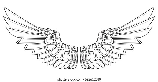 Cartoon wings in black and white. vector illustration.