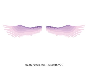 Cartoon wings of fairy creatures, fantasy characters and animals. Wings pairs with colorful cover designs. Isolated cartoon vector illustration