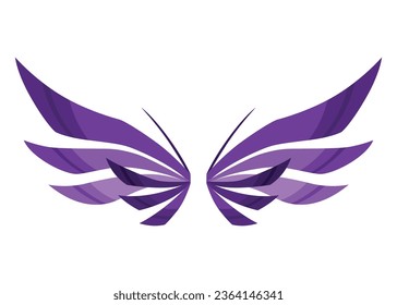 Cartoon wings of fairy creatures, fantasy characters and animals. Wings pairs with colorful cover designs. Isolated cartoon vector illustration