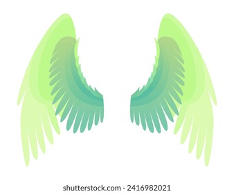 Cartoon wings of fairy creatures, fantasy characters and animals. Wings pairs with colorful cover designs. Isolated cartoon vector illustration