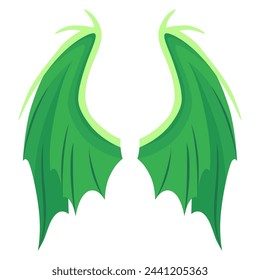 Cartoon wings of fairy creatures, fantasy characters and animals. Wings pairs with colorful cover designs. Isolated cartoon vector illustration