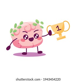Cartoon of a winning brain - Vector illustration