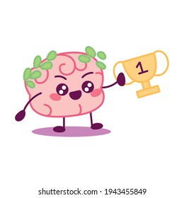 Cartoon of a winning brain - Vector illustration