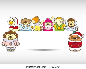 cartoon winter animal banner