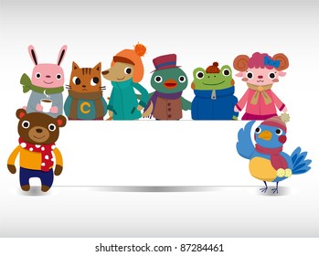 cartoon winter animal card