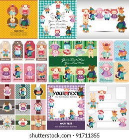 cartoon winter animal card