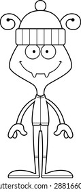 A cartoon winter ant smiling.