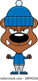 A cartoon winter bear looking angry.