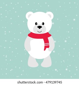 cartoon winter bear with a scarf