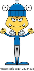 A cartoon winter bee looking angry.