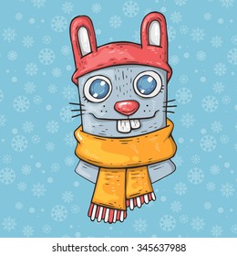 cartoon winter bunny