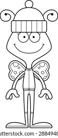 A cartoon winter butterfly smiling.