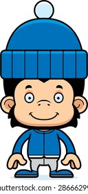 A cartoon winter chimpanzee smiling.