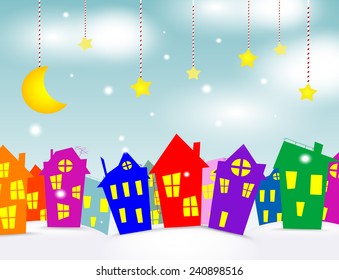 Cartoon winter city