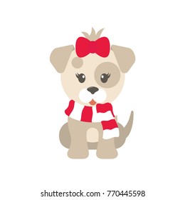 cartoon winter dog girl