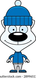 A cartoon winter kitten smiling.