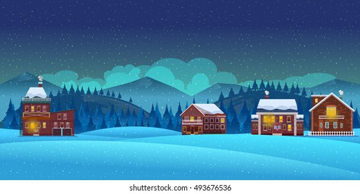 Cartoon winter landscape background