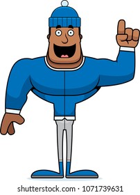 A cartoon winter man with an idea.