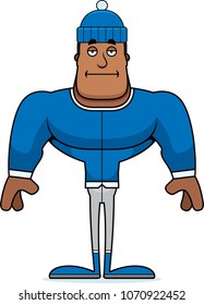 A cartoon winter man looking bored.