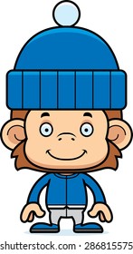 A cartoon winter monkey smiling.