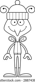 A cartoon winter mosquito smiling.