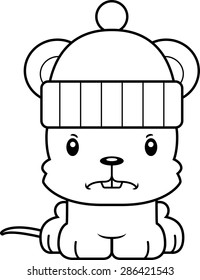 A cartoon winter mouse looking angry.