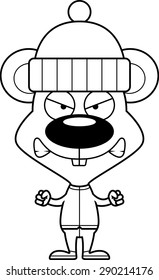 A cartoon winter mouse looking angry.