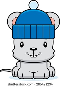 A cartoon winter mouse smiling.