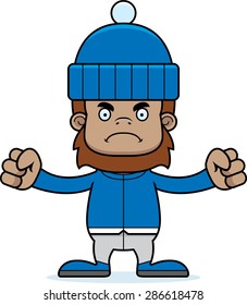 A cartoon winter sasquatch looking angry.