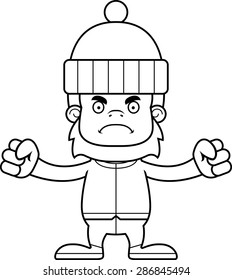A cartoon winter sasquatch looking angry.