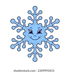 Cartoon winter snowflake on white background.
