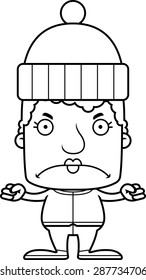 A cartoon winter woman looking angry.