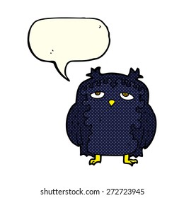 cartoon wise old owl with speech bubble