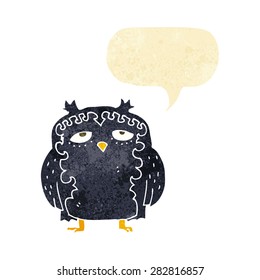 cartoon wise old owl with speech bubble
