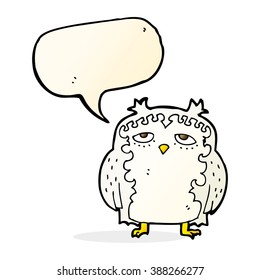 cartoon wise old owl with speech bubble