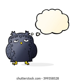 cartoon wise old owl with thought bubble
