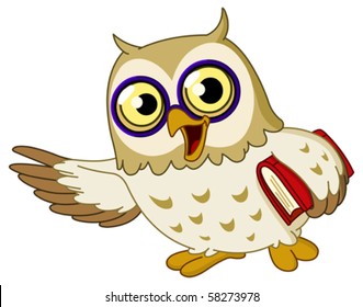 Cartoon wise owl teaching