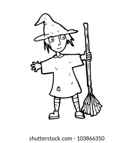 cartoon witch with broom