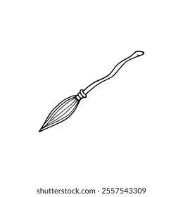 cartoon of witch broom for coloring pages