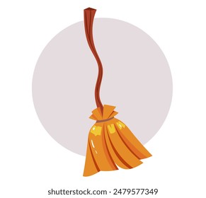 Cartoon witch broom isolated concept. Vector graphic design illustration